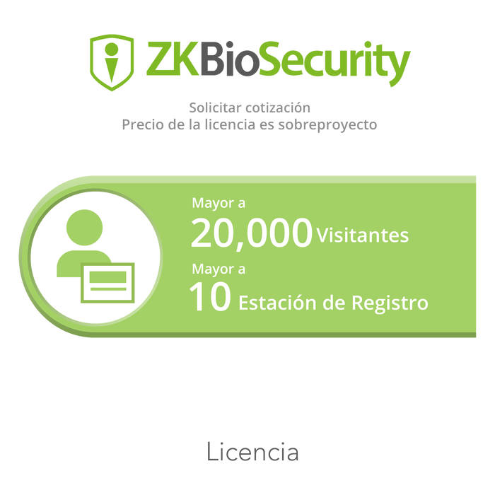 Licencia para ZKBiosecurity permite la gestion de una cantidad mayor a 20 mil visitantes y 10 estaciones de registro