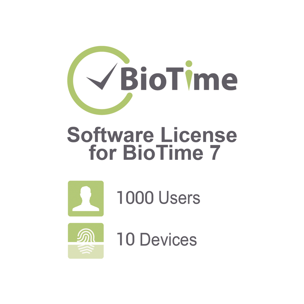 Licencia Lite de software para BioTime7 / 10 dispositivos / 1000 empleados / Licencia vitalicia