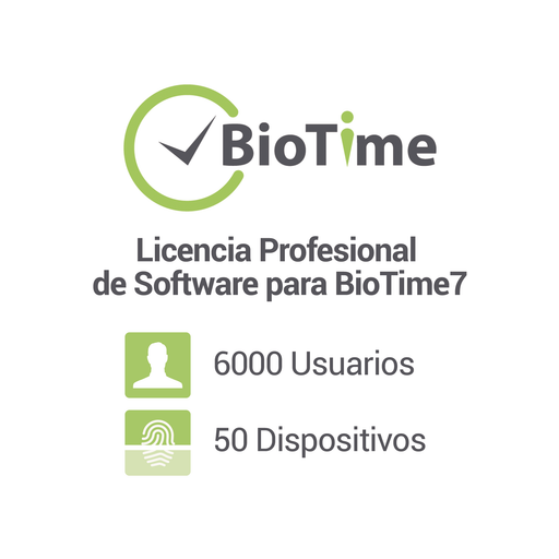 Licencia Premium de software para BioTime7 / 50 dispositivos / 6000 empleados / Licencia vitalicia