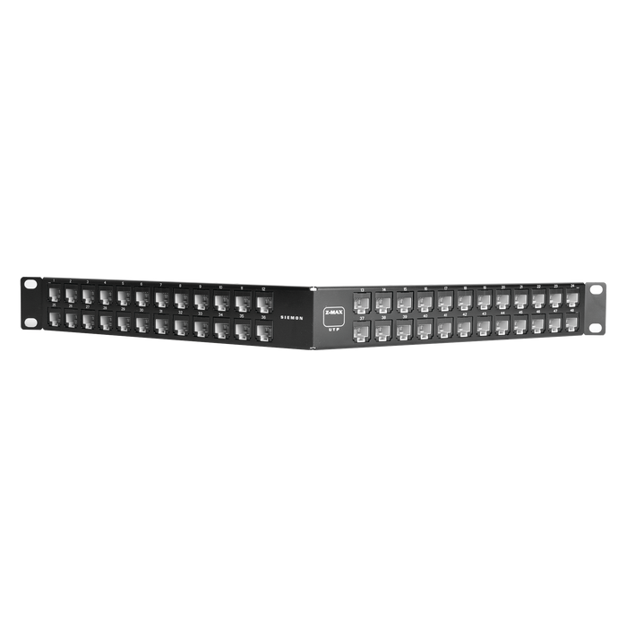 Patch Panel Z-MAX, Blindado, de 48 puertos, Modular, Angulado, 1UR