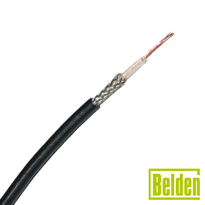 Cable tipo RG-174/U, Blindaje al 90% con Malla de Cobre Estañada, Núcleo Trenzado de Acero en baño de Cobre y Aislante de Polietileno.