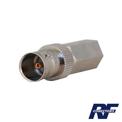 Conector BNC Hembra roscable para cable coaxial RG-59/U en 75 Ohm, Niquel /Plata /Delrin.